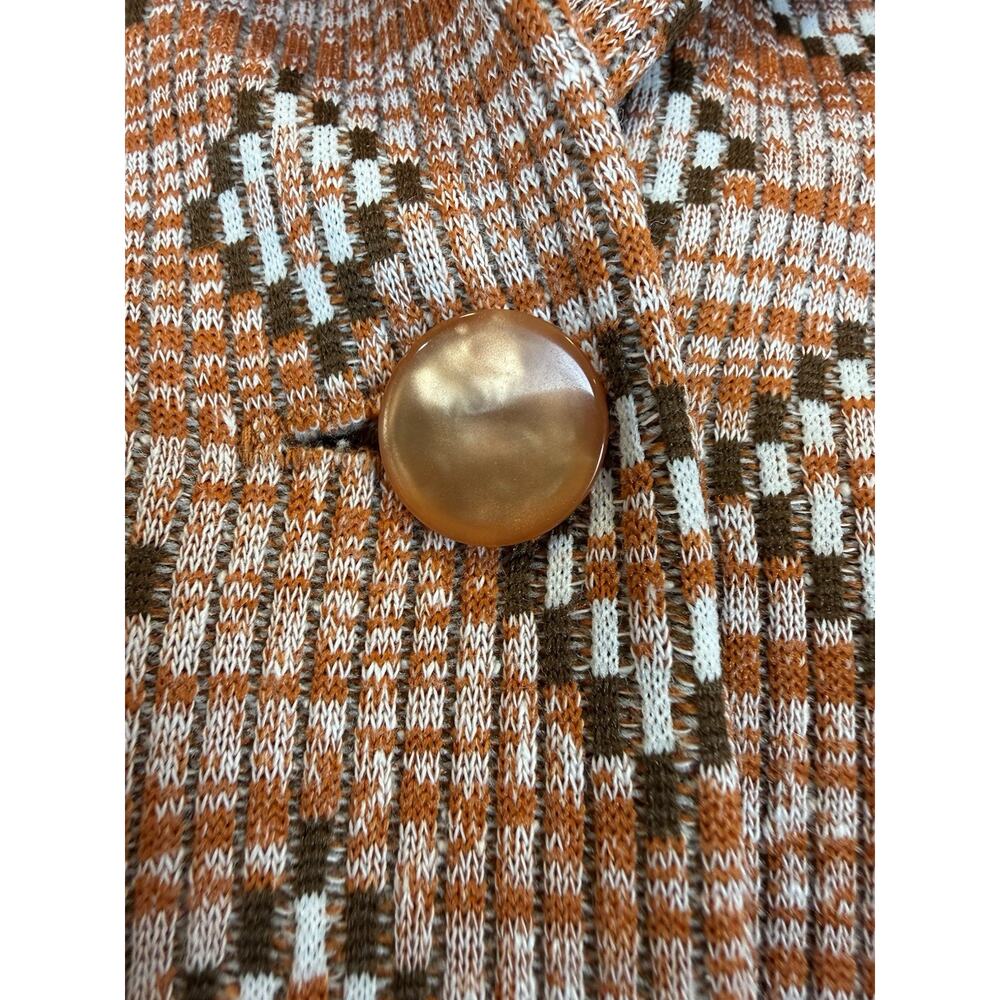 Vintage Koko Jacket Womens Medium Orange Brown Knit Geometric Retro 70s - Picture 11 of 14